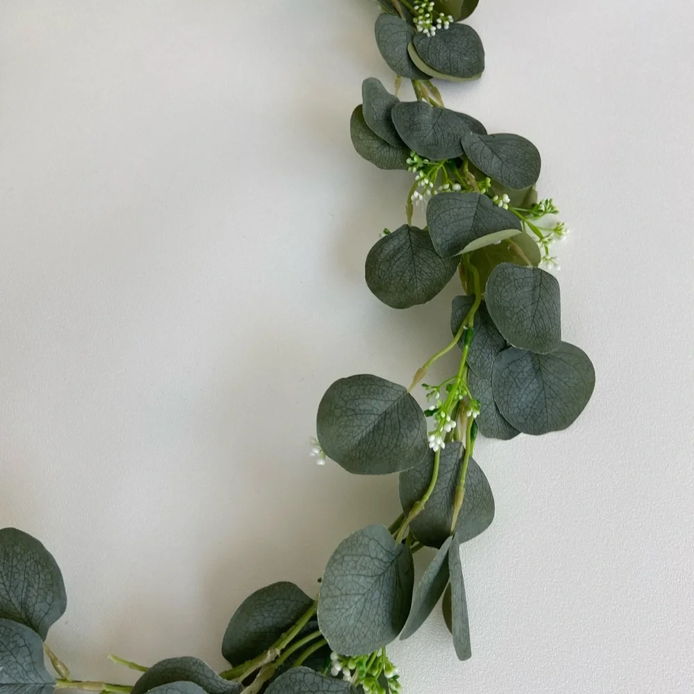 4 garlands - Seeded Flower Eucalyptus Greenery Leafy Garland 6.5 feet